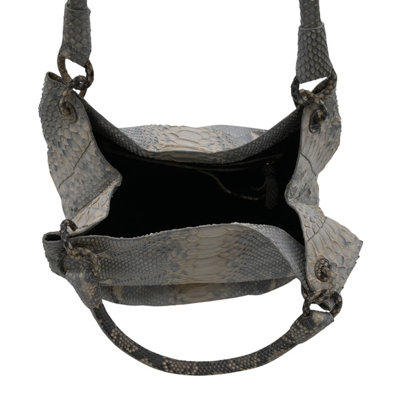 Nancy Gonzalez Light Gray & Cream Snake Leather Shoulder Bag - Picture 10 of 15